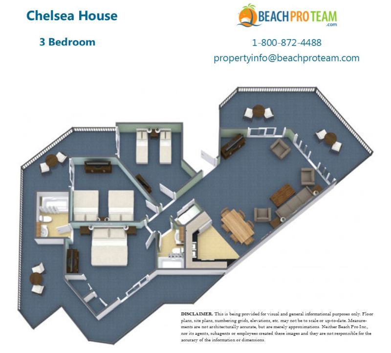 Chelsea House Floor Plan 2 - 3 Bedroom Second Row Beach